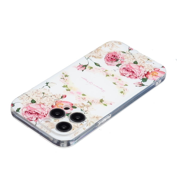 For iPhone 16 Pro Colored Drawing Pattern Transparent TPU Phone Case(Rose) - iPhone 16 Pro Cases by buy2fix | Online Shopping UK | buy2fix