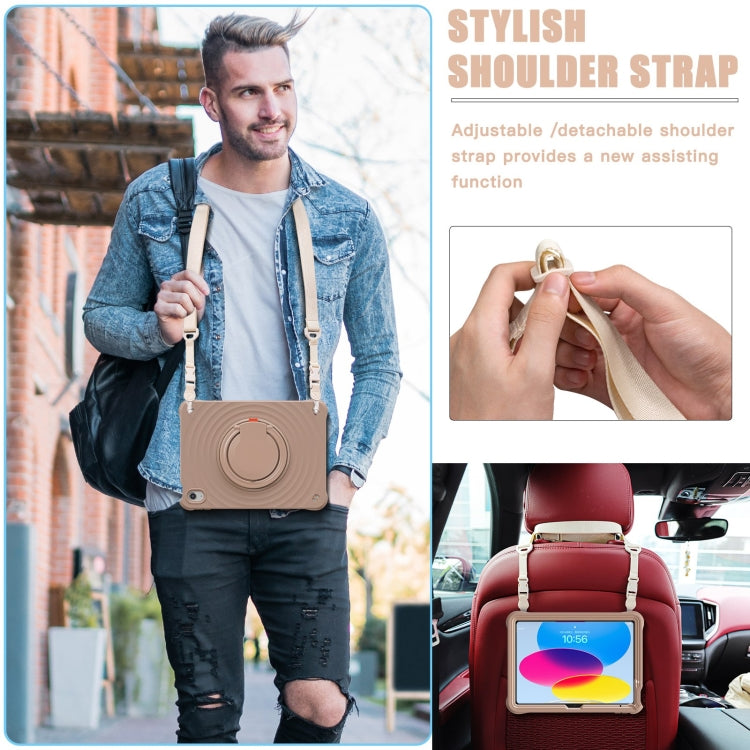 For iPad 2025 / 2022 Rotation Handle Holder Silicone Hybrid PC Tablet Case(Light Coffee) - iPad 2025 / 2022 Cases by buy2fix | Online Shopping UK | buy2fix