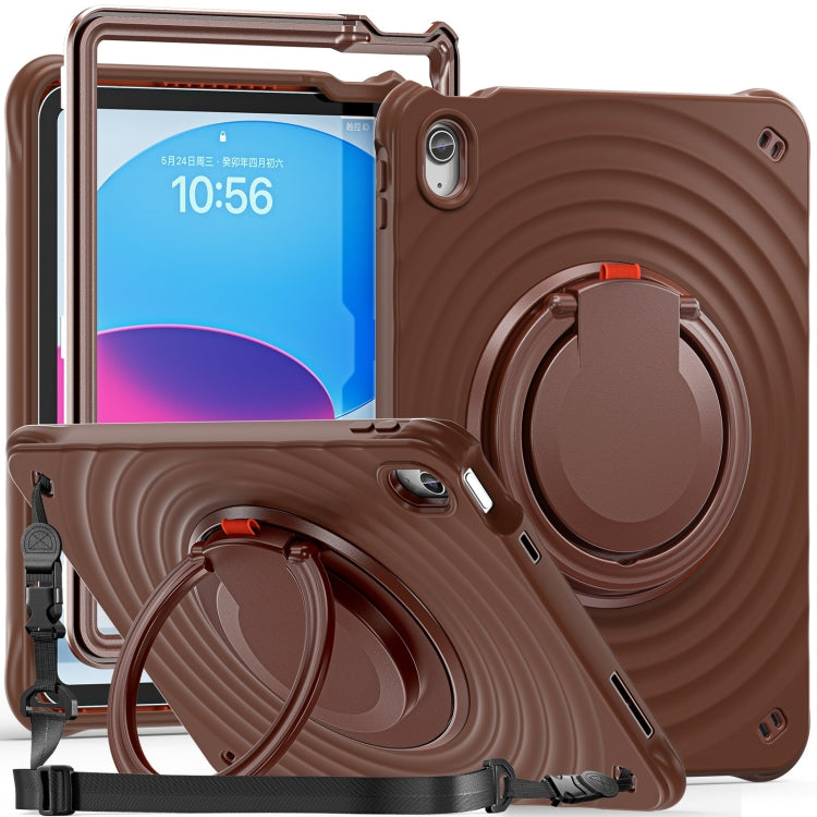 For iPad 2025 / 2022 Rotation Handle Holder Silicone Hybrid PC Tablet Case(Chocolate) - iPad 2025 / 2022 Cases by buy2fix | Online Shopping UK | buy2fix