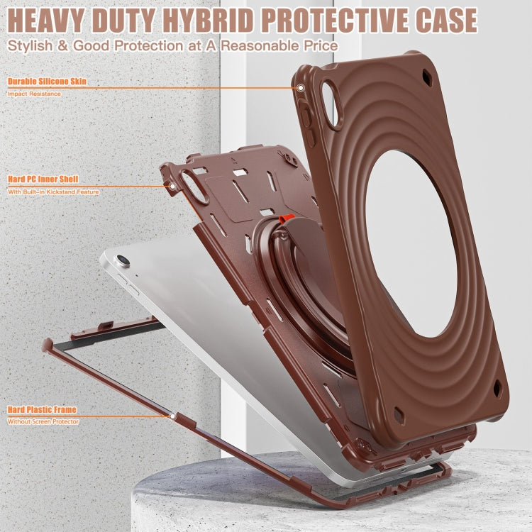 For iPad 2025 / 2022 Rotation Handle Holder Silicone Hybrid PC Tablet Case(Chocolate) - iPad 2025 / 2022 Cases by buy2fix | Online Shopping UK | buy2fix