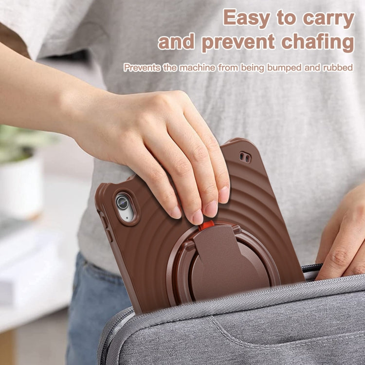 For iPad 2025 / 2022 Rotation Handle Holder Silicone Hybrid PC Tablet Case(Chocolate) - iPad 2025 / 2022 Cases by buy2fix | Online Shopping UK | buy2fix