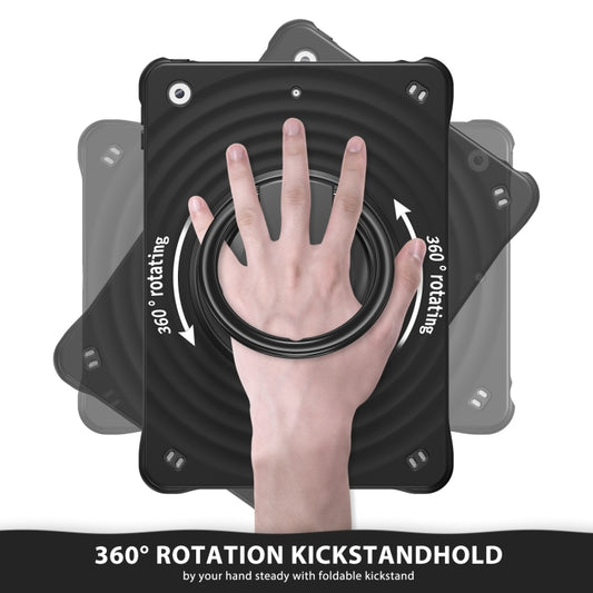 For iPad 10.2 2021 / 2020 / 2019 Rotation Handle Holder Silicone Hybrid PC Tablet Case(Black) - iPad 10.2 Cases by buy2fix | Online Shopping UK | buy2fix