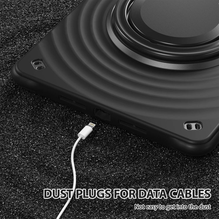 For iPad 10.2 2021 / 2020 / 2019 Rotation Handle Holder Silicone Hybrid PC Tablet Case(Black) - iPad 10.2 Cases by buy2fix | Online Shopping UK | buy2fix