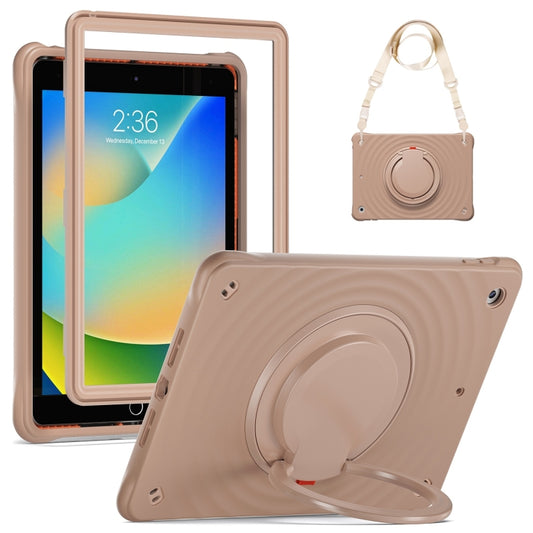 For iPad 10.2 2021 / 2020 / 2019 Rotation Handle Holder Silicone Hybrid PC Tablet Case(Light Coffee) - iPad 10.2 Cases by buy2fix | Online Shopping UK | buy2fix