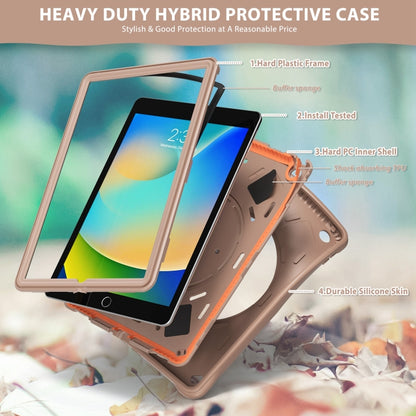 For iPad 10.2 2021 / 2020 / 2019 Rotation Handle Holder Silicone Hybrid PC Tablet Case(Light Coffee) - iPad 10.2 Cases by buy2fix | Online Shopping UK | buy2fix