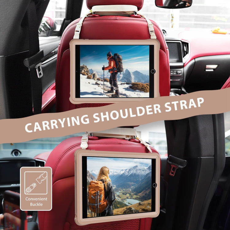 For iPad 10.2 2021 / 2020 / 2019 Rotation Handle Holder Silicone Hybrid PC Tablet Case(Light Coffee) - iPad 10.2 Cases by buy2fix | Online Shopping UK | buy2fix
