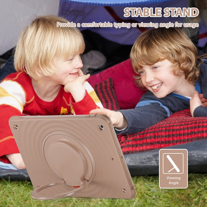 For iPad 10.2 2021 / 2020 / 2019 Rotation Handle Holder Silicone Hybrid PC Tablet Case(Light Coffee) - iPad 10.2 Cases by buy2fix | Online Shopping UK | buy2fix