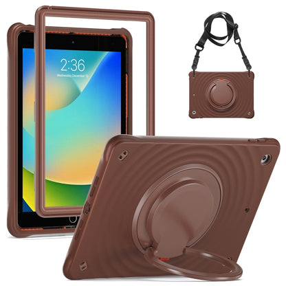 For iPad 10.2 2021 / 2020 / 2019 Rotation Handle Holder Silicone Hybrid PC Tablet Case(Chocolate) - iPad 10.2 Cases by buy2fix | Online Shopping UK | buy2fix
