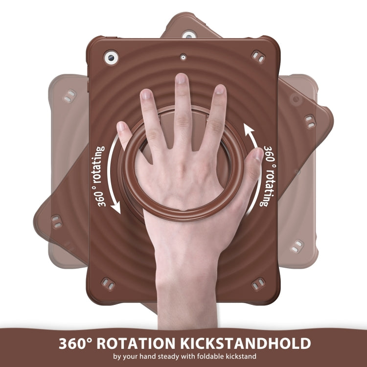 For iPad 10.2 2021 / 2020 / 2019 Rotation Handle Holder Silicone Hybrid PC Tablet Case(Chocolate) - iPad 10.2 Cases by buy2fix | Online Shopping UK | buy2fix