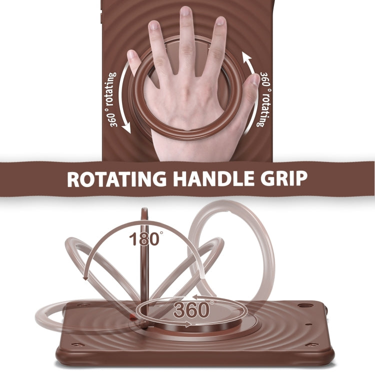 For iPad 10.2 2021 / 2020 / 2019 Rotation Handle Holder Silicone Hybrid PC Tablet Case(Chocolate) - iPad 10.2 Cases by buy2fix | Online Shopping UK | buy2fix