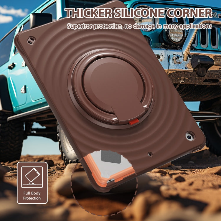 For iPad 10.2 2021 / 2020 / 2019 Rotation Handle Holder Silicone Hybrid PC Tablet Case(Chocolate) - iPad 10.2 Cases by buy2fix | Online Shopping UK | buy2fix