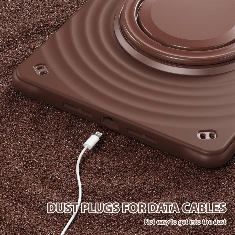 For iPad 10.2 2021 / 2020 / 2019 Rotation Handle Holder Silicone Hybrid PC Tablet Case(Chocolate) - iPad 10.2 Cases by buy2fix | Online Shopping UK | buy2fix