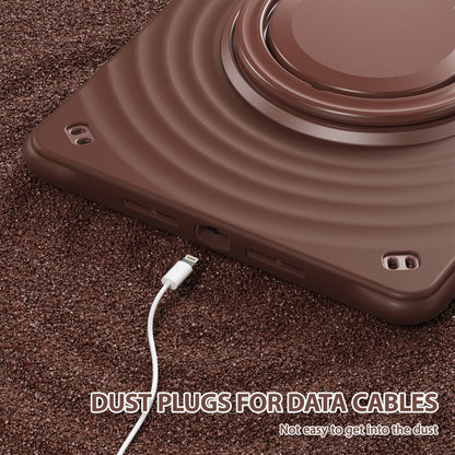 For iPad 10.2 2021 / 2020 / 2019 Rotation Handle Holder Silicone Hybrid PC Tablet Case(Chocolate) - iPad 10.2 Cases by buy2fix | Online Shopping UK | buy2fix