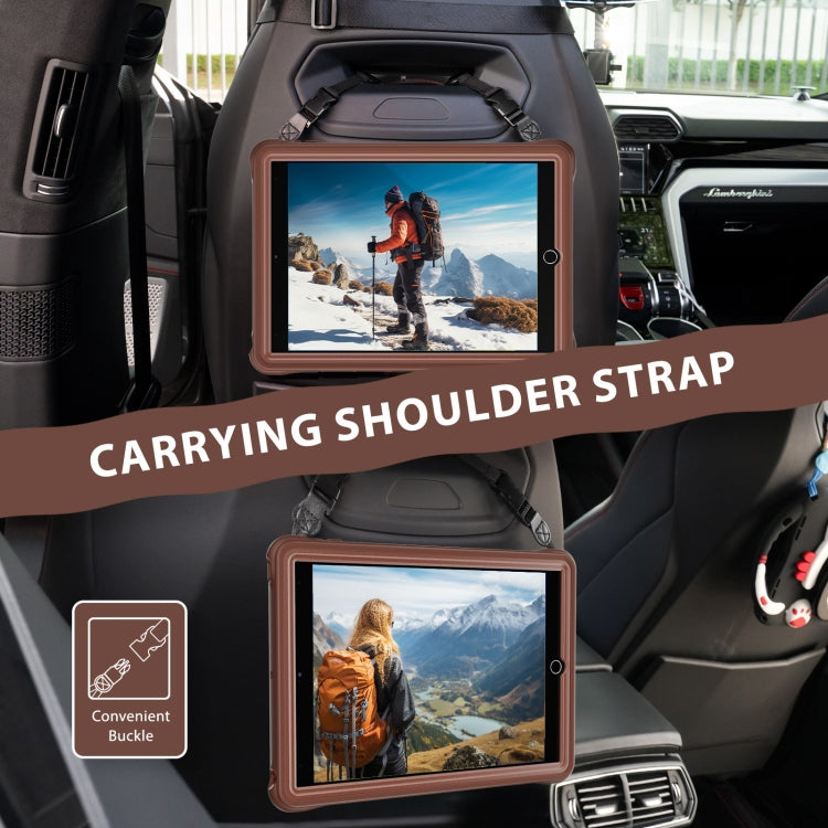 For iPad 10.2 2021 / 2020 / 2019 Rotation Handle Holder Silicone Hybrid PC Tablet Case(Chocolate) - iPad 10.2 Cases by buy2fix | Online Shopping UK | buy2fix