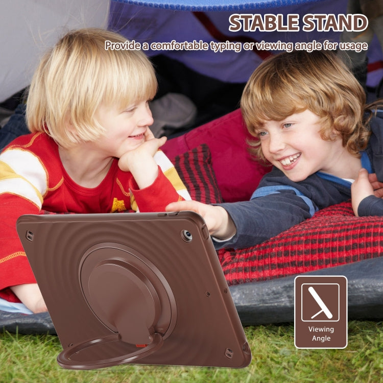 For iPad 10.2 2021 / 2020 / 2019 Rotation Handle Holder Silicone Hybrid PC Tablet Case(Chocolate) - iPad 10.2 Cases by buy2fix | Online Shopping UK | buy2fix