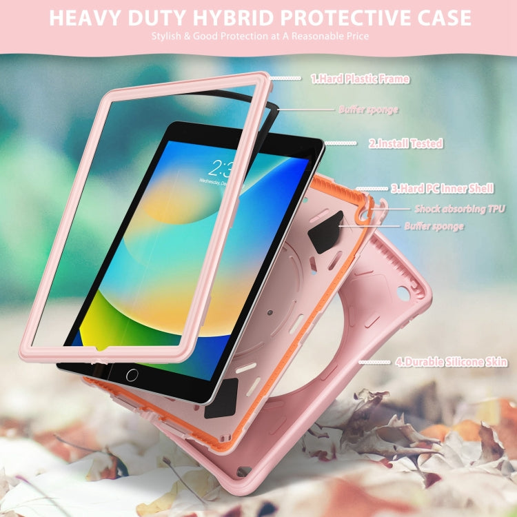 For iPad 10.2 2021 / 2020 / 2019 Rotation Handle Holder Silicone Hybrid PC Tablet Case(Pink) - iPad 10.2 Cases by buy2fix | Online Shopping UK | buy2fix
