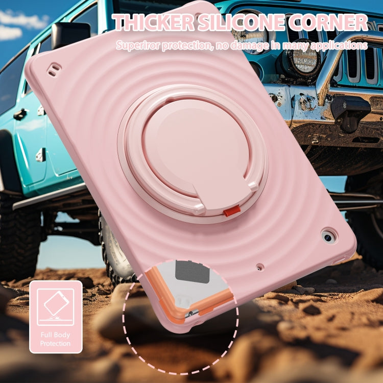 For iPad 10.2 2021 / 2020 / 2019 Rotation Handle Holder Silicone Hybrid PC Tablet Case(Pink) - iPad 10.2 Cases by buy2fix | Online Shopping UK | buy2fix