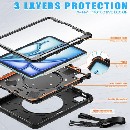 For iPad Air 11 2025 / 2024 Rotation Handle Holder Silicone Hybrid PC Tablet Case(Black) - iPad Air 11 2025 / 2024 Cases by buy2fix | Online Shopping UK | buy2fix