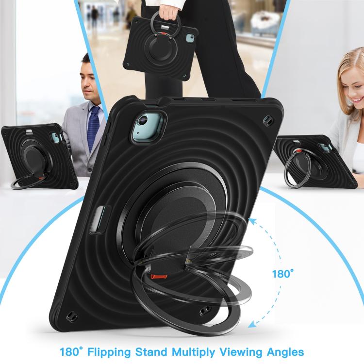 For iPad Air 11 2025 / 2024 Rotation Handle Holder Silicone Hybrid PC Tablet Case(Black) - iPad Air 11 2025 / 2024 Cases by buy2fix | Online Shopping UK | buy2fix