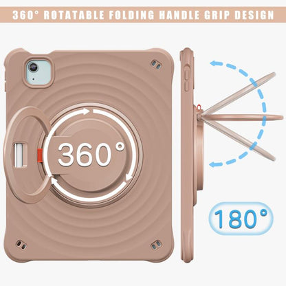 For iPad Air 11 2025 / 2024 Rotation Handle Holder Silicone Hybrid PC Tablet Case(Light Coffee) - iPad Air 11 2025 / 2024 Cases by buy2fix | Online Shopping UK | buy2fix