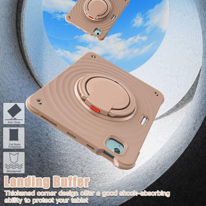 For iPad Air 11 2025 / 2024 Rotation Handle Holder Silicone Hybrid PC Tablet Case(Light Coffee) - iPad Air 11 2025 / 2024 Cases by buy2fix | Online Shopping UK | buy2fix