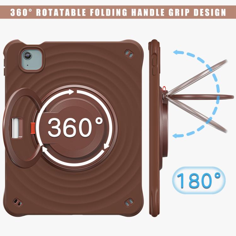 For iPad Air 11 2025 / 2024 Rotation Handle Holder Silicone Hybrid PC Tablet Case(Chocolate) - iPad Air 11 2025 / 2024 Cases by buy2fix | Online Shopping UK | buy2fix