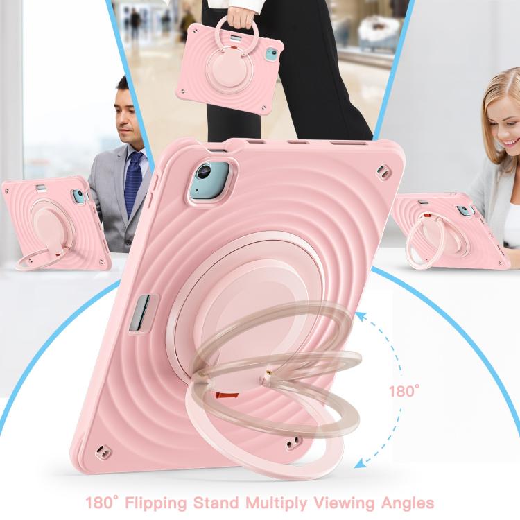 For iPad Air 11 2025 / 2024 Rotation Handle Holder Silicone Hybrid PC Tablet Case(Pink) - iPad Air 11 2025 / 2024 Cases by buy2fix | Online Shopping UK | buy2fix