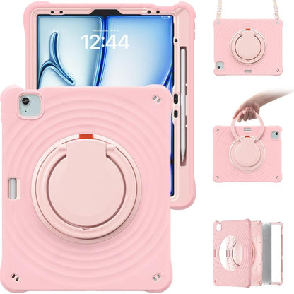 For iPad Air 13 2025 / 2024 Rotation Handle Holder Silicone Hybrid PC Tablet Case(Pink) - iPad Air 13 2025 / 2024 Cases by buy2fix | Online Shopping UK | buy2fix