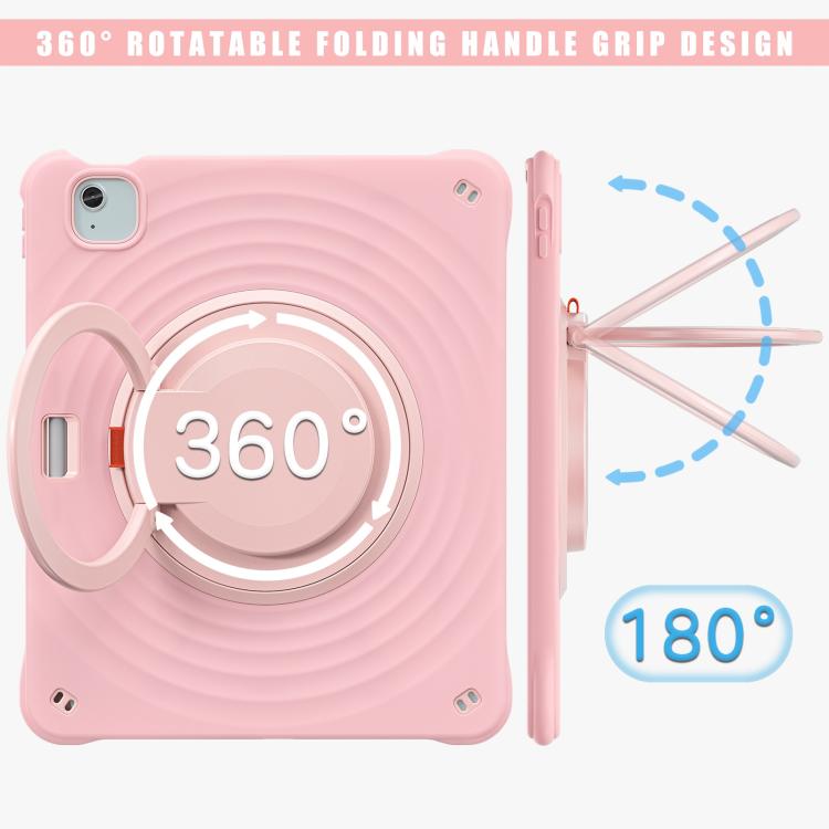 For iPad Air 13 2025 / 2024 Rotation Handle Holder Silicone Hybrid PC Tablet Case(Pink) - iPad Air 13 2025 / 2024 Cases by buy2fix | Online Shopping UK | buy2fix
