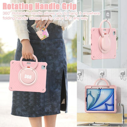 For iPad Air 13 2025 / 2024 Rotation Handle Holder Silicone Hybrid PC Tablet Case(Pink) - iPad Air 13 2025 / 2024 Cases by buy2fix | Online Shopping UK | buy2fix