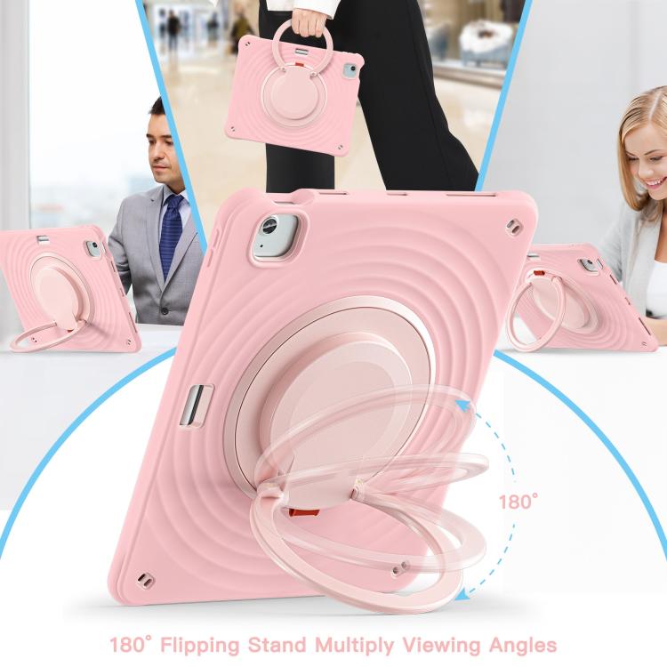 For iPad Air 13 2025 / 2024 Rotation Handle Holder Silicone Hybrid PC Tablet Case(Pink) - iPad Air 13 2025 / 2024 Cases by buy2fix | Online Shopping UK | buy2fix