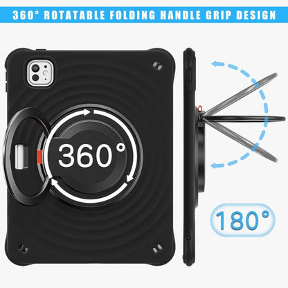 For iPad Pro 11 2024 Rotation Handle Holder Silicone Hybrid PC Tablet Case(Black) - iPad Pro 11 2024 Cases by buy2fix | Online Shopping UK | buy2fix