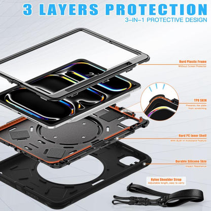 For iPad Pro 11 2024 Rotation Handle Holder Silicone Hybrid PC Tablet Case(Black) - iPad Pro 11 2024 Cases by buy2fix | Online Shopping UK | buy2fix