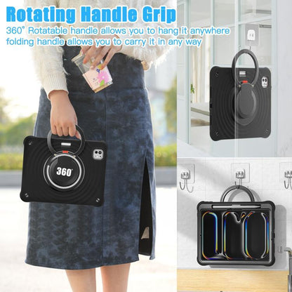 For iPad Pro 11 2024 Rotation Handle Holder Silicone Hybrid PC Tablet Case(Black) - iPad Pro 11 2024 Cases by buy2fix | Online Shopping UK | buy2fix