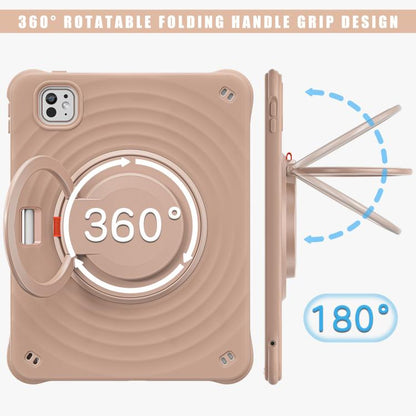 For iPad Pro 11 2024 Rotation Handle Holder Silicone Hybrid PC Tablet Case(Light Coffee) - iPad Pro 11 2024 Cases by buy2fix | Online Shopping UK | buy2fix