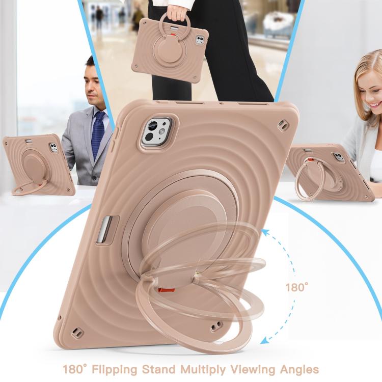 For iPad Pro 11 2024 Rotation Handle Holder Silicone Hybrid PC Tablet Case(Light Coffee) - iPad Pro 11 2024 Cases by buy2fix | Online Shopping UK | buy2fix