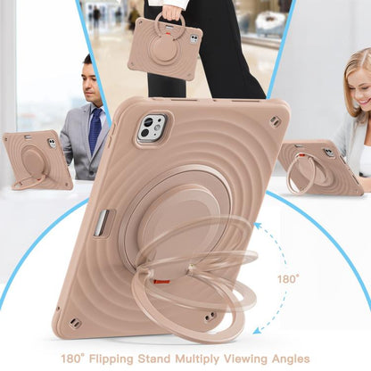 For iPad Pro 11 2024 Rotation Handle Holder Silicone Hybrid PC Tablet Case(Light Coffee) - iPad Pro 11 2024 Cases by buy2fix | Online Shopping UK | buy2fix