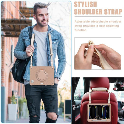 For iPad Pro 11 2024 Rotation Handle Holder Silicone Hybrid PC Tablet Case(Light Coffee) - iPad Pro 11 2024 Cases by buy2fix | Online Shopping UK | buy2fix