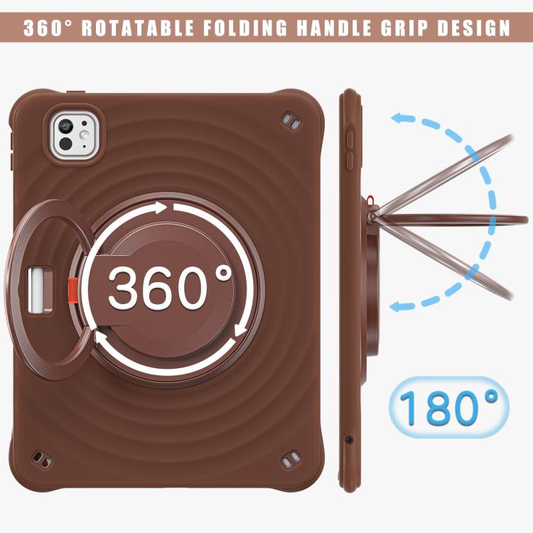 For iPad Pro 11 2024 Rotation Handle Holder Silicone Hybrid PC Tablet Case(Chocolate) - iPad Pro 11 2024 Cases by buy2fix | Online Shopping UK | buy2fix