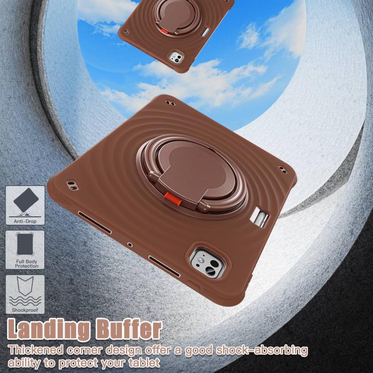 For iPad Pro 11 2024 Rotation Handle Holder Silicone Hybrid PC Tablet Case(Chocolate) - iPad Pro 11 2024 Cases by buy2fix | Online Shopping UK | buy2fix