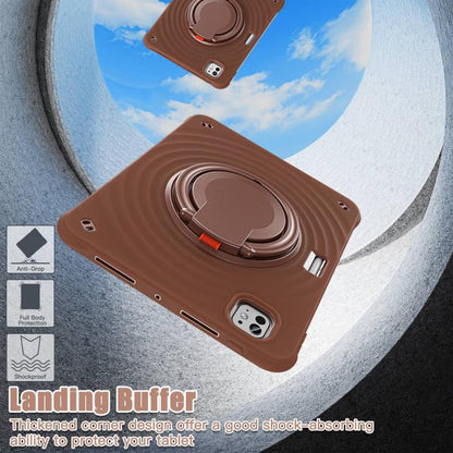 For iPad Pro 11 2024 Rotation Handle Holder Silicone Hybrid PC Tablet Case(Chocolate) - iPad Pro 11 2024 Cases by buy2fix | Online Shopping UK | buy2fix