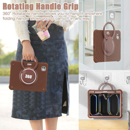 For iPad Pro 11 2024 Rotation Handle Holder Silicone Hybrid PC Tablet Case(Chocolate) - iPad Pro 11 2024 Cases by buy2fix | Online Shopping UK | buy2fix