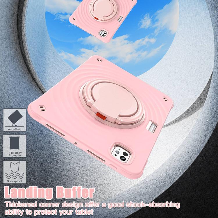 For iPad Pro 11 2024 Rotation Handle Holder Silicone Hybrid PC Tablet Case(Pink) - iPad Pro 11 2024 Cases by buy2fix | Online Shopping UK | buy2fix