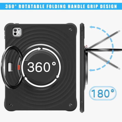 For iPad Pro 13 2024 Rotation Handle Holder Silicone Hybrid PC Tablet Case(Black) - iPad Pro 13 2024 Cases by buy2fix | Online Shopping UK | buy2fix