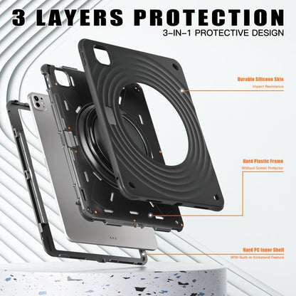 For iPad Pro 13 2024 Rotation Handle Holder Silicone Hybrid PC Tablet Case(Black) - iPad Pro 13 2024 Cases by buy2fix | Online Shopping UK | buy2fix