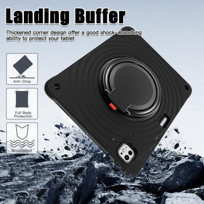 For iPad Pro 13 2024 Rotation Handle Holder Silicone Hybrid PC Tablet Case(Black) - iPad Pro 13 2024 Cases by buy2fix | Online Shopping UK | buy2fix