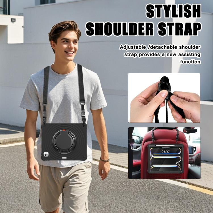 For iPad Pro 13 2024 Rotation Handle Holder Silicone Hybrid PC Tablet Case(Black) - iPad Pro 13 2024 Cases by buy2fix | Online Shopping UK | buy2fix