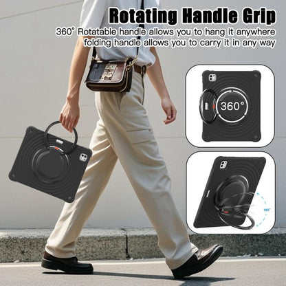 For iPad Pro 13 2024 Rotation Handle Holder Silicone Hybrid PC Tablet Case(Black) - iPad Pro 13 2024 Cases by buy2fix | Online Shopping UK | buy2fix