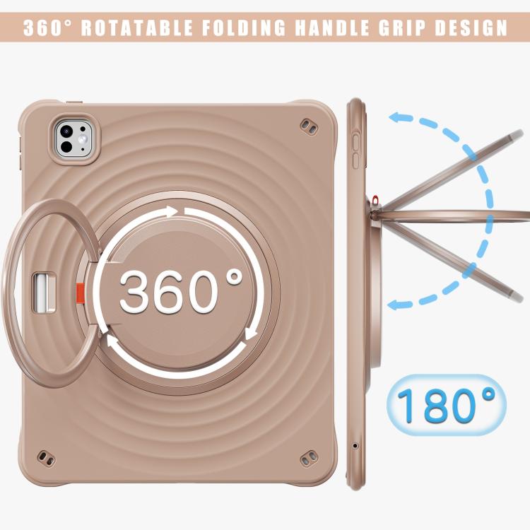 For iPad Pro 13 2024 Rotation Handle Holder Silicone Hybrid PC Tablet Case(Light Coffee) - iPad Pro 13 2024 Cases by buy2fix | Online Shopping UK | buy2fix
