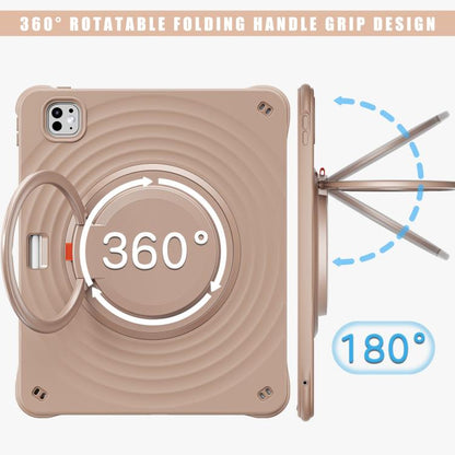 For iPad Pro 13 2024 Rotation Handle Holder Silicone Hybrid PC Tablet Case(Light Coffee) - iPad Pro 13 2024 Cases by buy2fix | Online Shopping UK | buy2fix